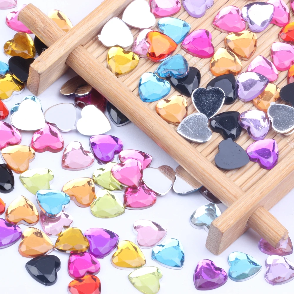 

Heart Shape 8mm 5000pcs Acrylic Rhinestones Flat Back And Facets Many Colors For Nails Art Glue On Beads DIY Jewelry Making