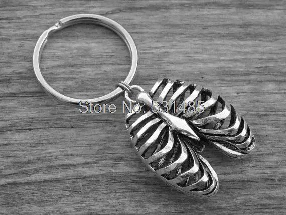 

12pcs Silver Ribcage Keychain Rib Cage Key Chain Gothic Goth Keyring Skeleton Bones Skeletal Anatomical Ribs Anatomy