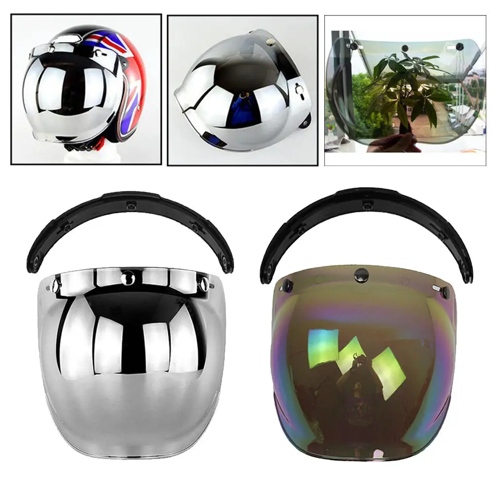 

2 Pieces Motorcycle 3-Snap Shield Visor,Sunscreen Sun Shield Visor Bubble Multicolor Mirror for Helmet Face Lens