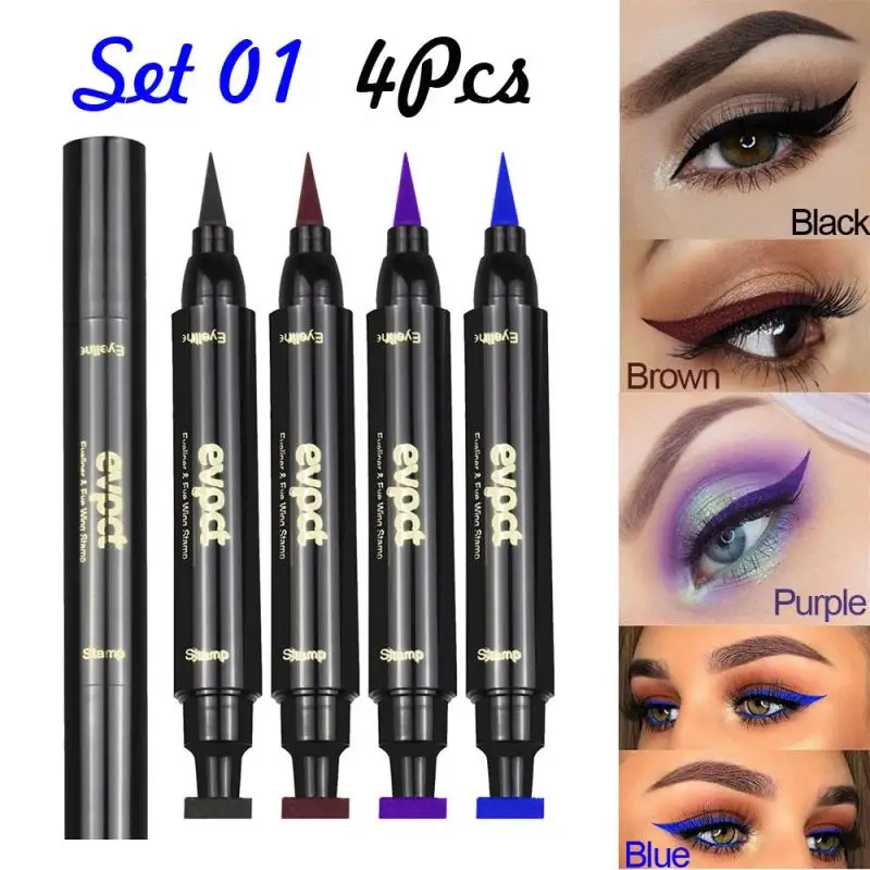 

4PCS/SET Liquid Eyeliner Stamp Pencils Double-Headed Thin Wing Seal Waterproof Makeup Eye Liner Pen makeup Cosmetics TSLM1