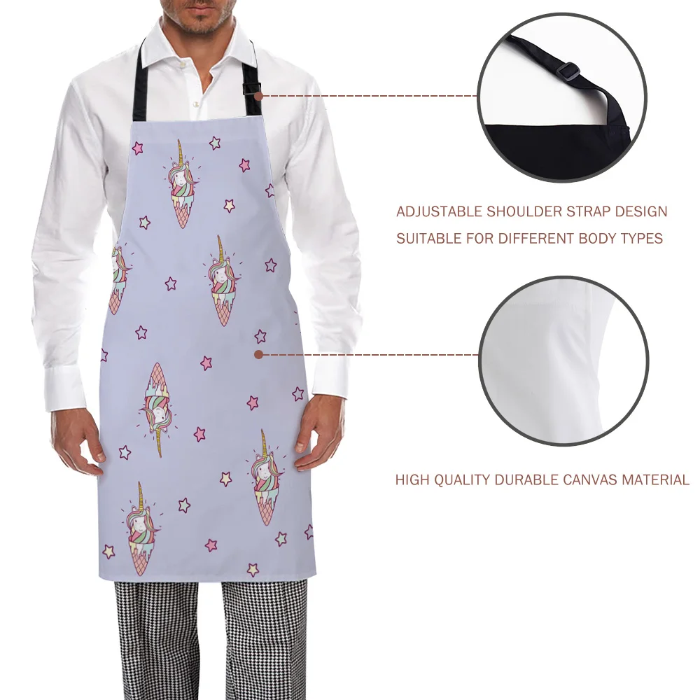 Tophome кухонный фартук мультфильм фиолетовый мороженое Единорог регулируемые