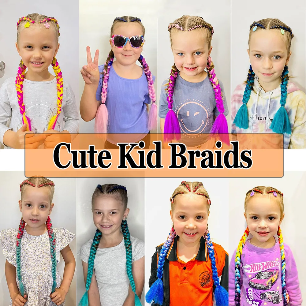 Braiding Hair Extensions 24 Inch Synthetic Kanekalon Afro Pink Green Blue Ombre Crochet Jumbo for Kids Braids Alororo |