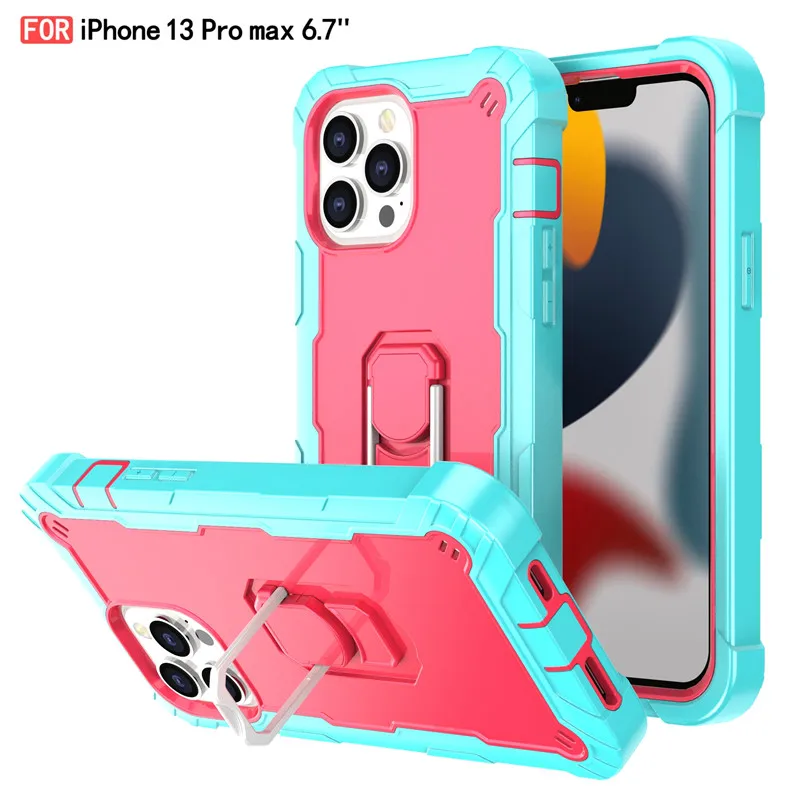 

Color Silicon Metal Ring Stand Phone Case iPhone 11 12 13 Pro Max X XS MAX XR 8 7 6s Plus SE Shockproof Bracket Protective Cover
