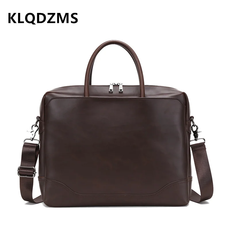 KLQDZMS Men's Handbag Briefcases Male Simple Bag Vintage PU  Leather Bags Teenagers Classic Handbag Hot Sell