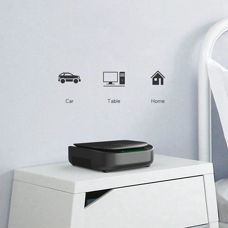 

2 Set Smart Contact Air Purifier with Display Vehicle-Borne Air Cleaner Formaldehyde Removal,White & Black