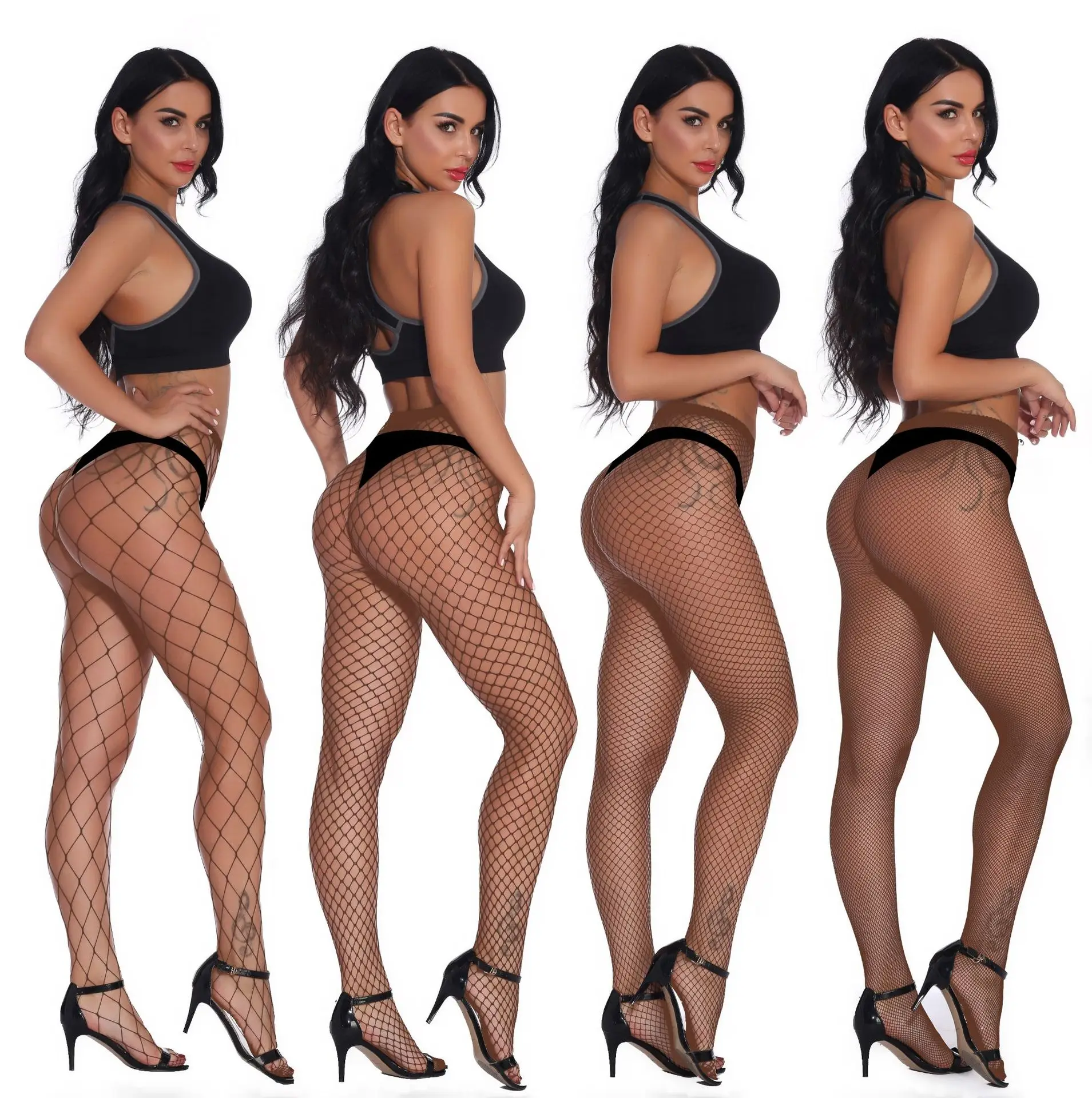 Черные красные белые желтые женские чулки сетчатые колготки перфорированные