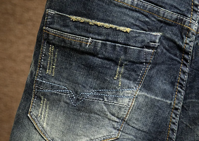 Мужские уличные винтажные простые синие обтягивающие джинсы в стиле хип хоп из