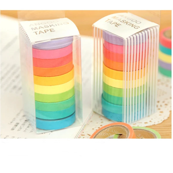 

Decorative Washi Tape DIY Rainbow Sticker Masking Paper Set 10 Rolls
