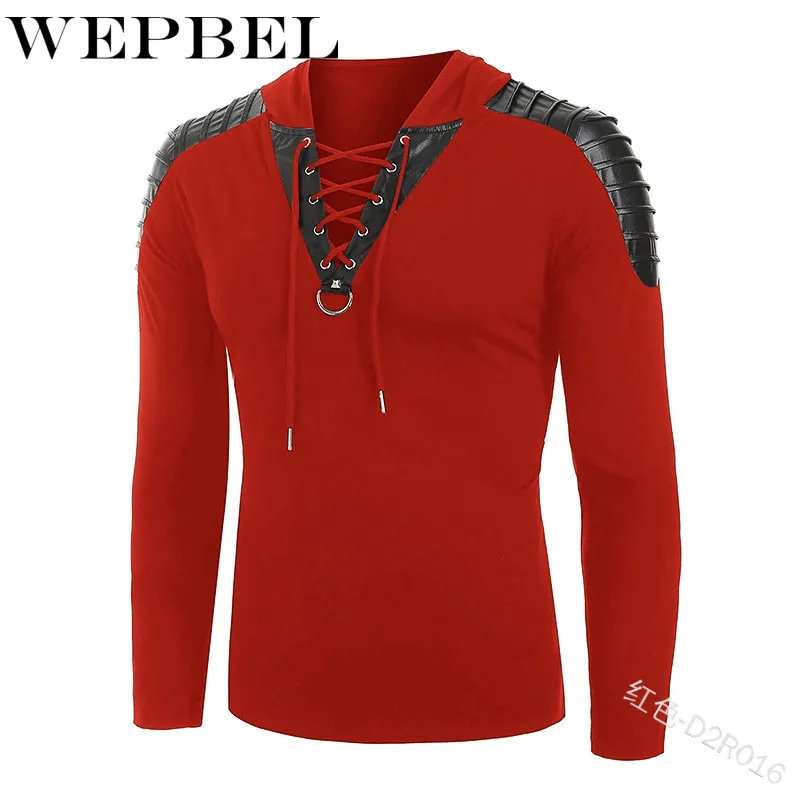 

WEPBEL V Neck Pullover Cosplay Costume Tops Vintage Medieval Knight Men Hoodies Soldier Sweatshirt Male Drawstring