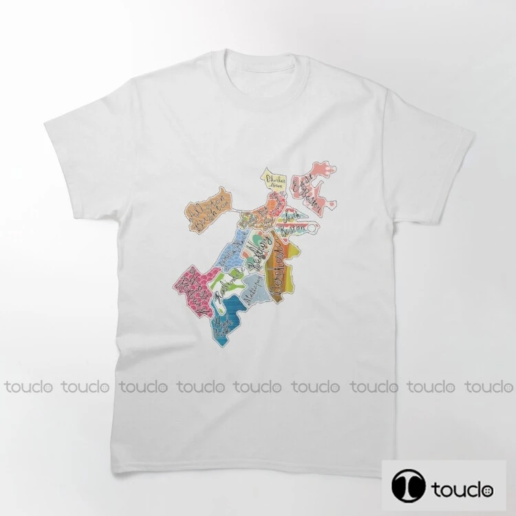 

New Map Of Boston Cotton Shirt Printed Tee Short Sleeves Casual T-Shirt For Men