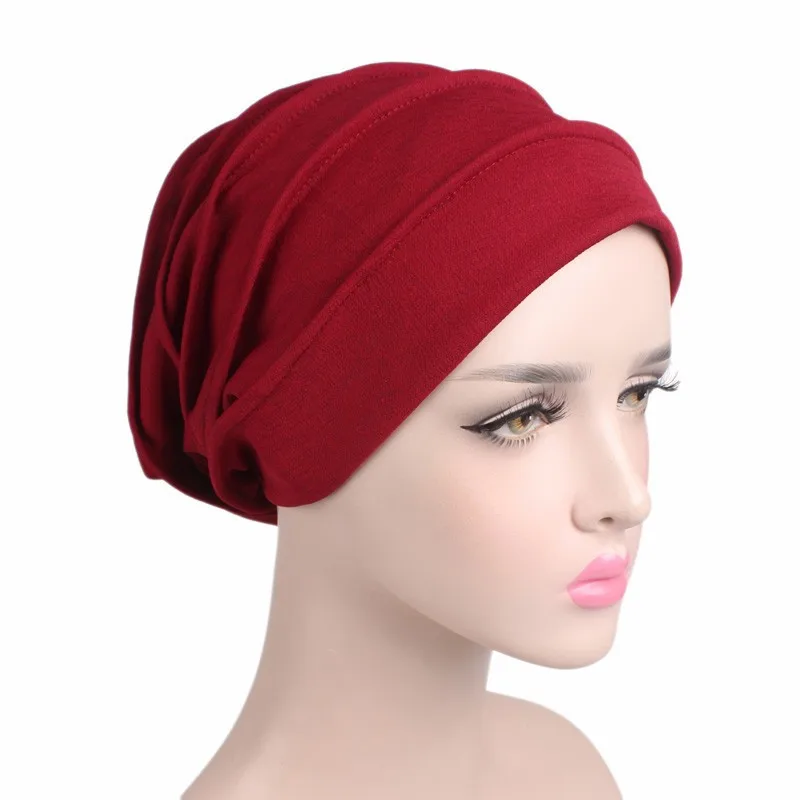 Женская хлопковая дышащая шапка новая эластичная чалма шляпа Hijabs головной убор