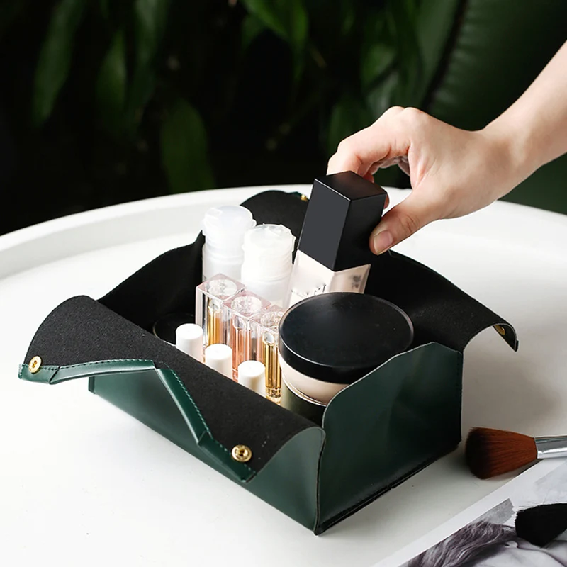 

PU Tissue Holder Dispenser Soft Napkins Paper Tissue Box with Large Open Button Closure Easy Access for Home Car xqmg Home Stora