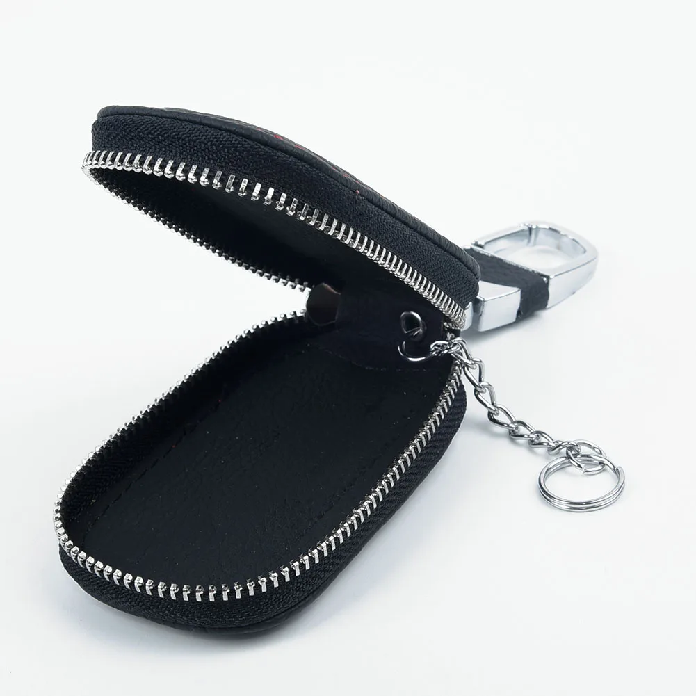 

Bag Key Cover Remote Zipper Portable Accessory Black 1pc Holder Leather