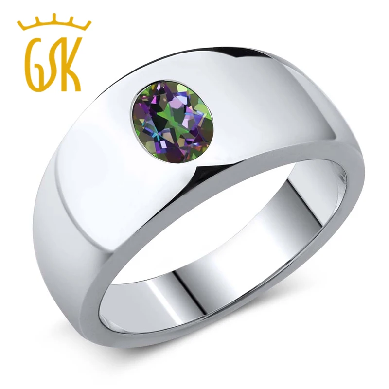 Мужское кольцо GemStoneKing классическое 925 пробы серебряное 1 60 карат овальное