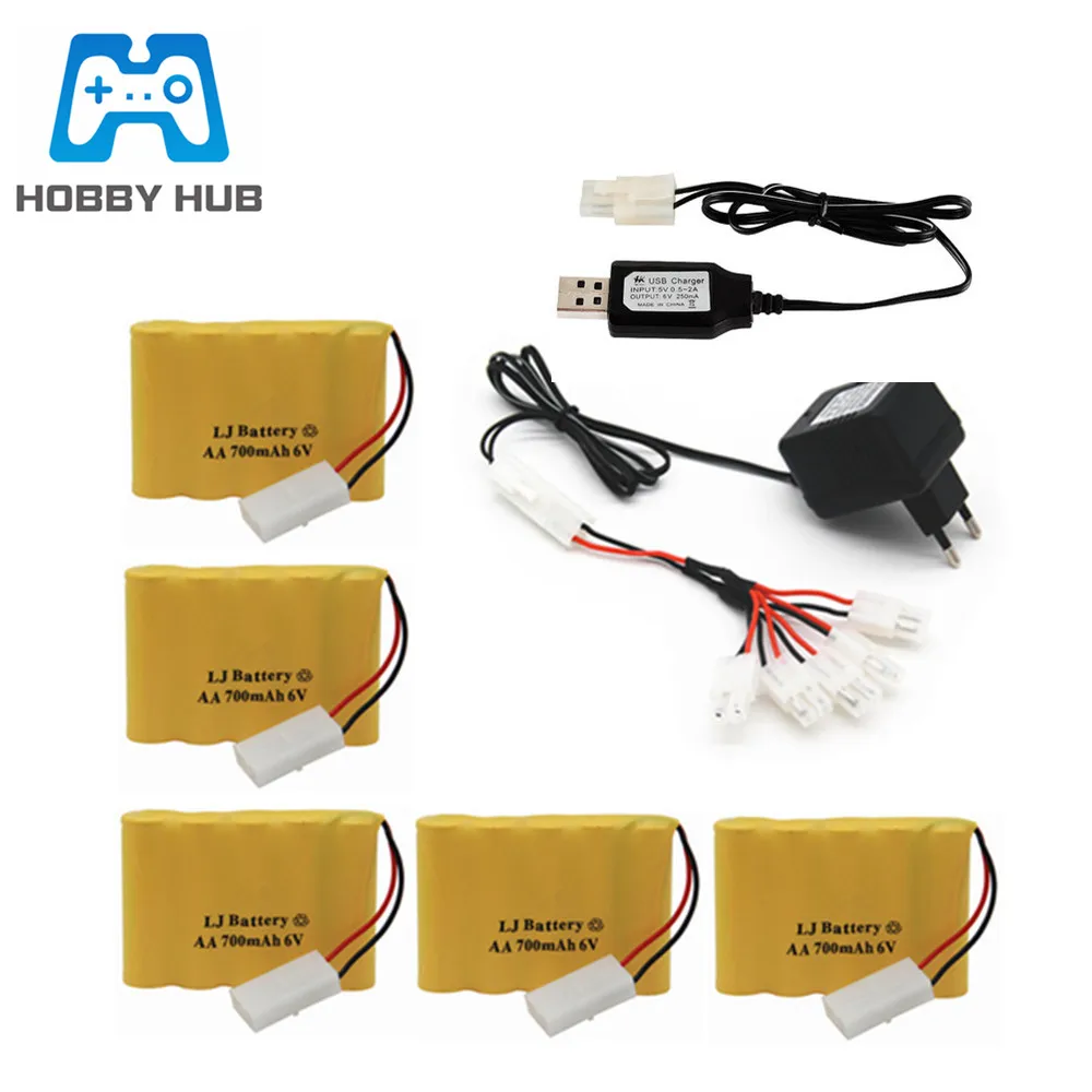 Аккумуляторная батарея 6 в 700 мАч и зарядное устройство для радиоуправляемых