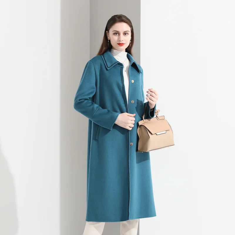 

2021 New Wool Coat Women's Woolen Coat Autumn Winter Wool Coat Medium Long Double-sided Cashmere Coat Women