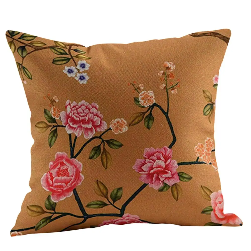 Винтажная хлопковая льняная декоративная наволочка 45*45 см | Дом и сад