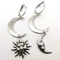 crescent earrings mysterious gothic jewelry witch celtic pagan sun star celestial gift moon phase goddess fashion woman gift