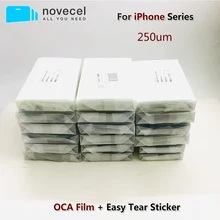 50pcs 250um OCA Film for iPhone 5 6 6S 7 8 Plus X XR XS 11 12Pro Max Optical Adhesive Sticker for Mobile Phone Parts Replacement