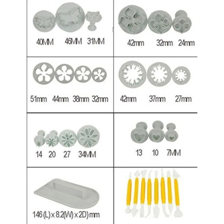

46pcs/lot Baking Cake DIY Mold Fondant Cutters Molds Cookies Cake Decoration Pastry Baking Decor Bakeware Tools QA 251