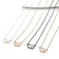 2020 new fashion inspired old style small oval faceted ab dichroic crystal stone pendant necklace for women