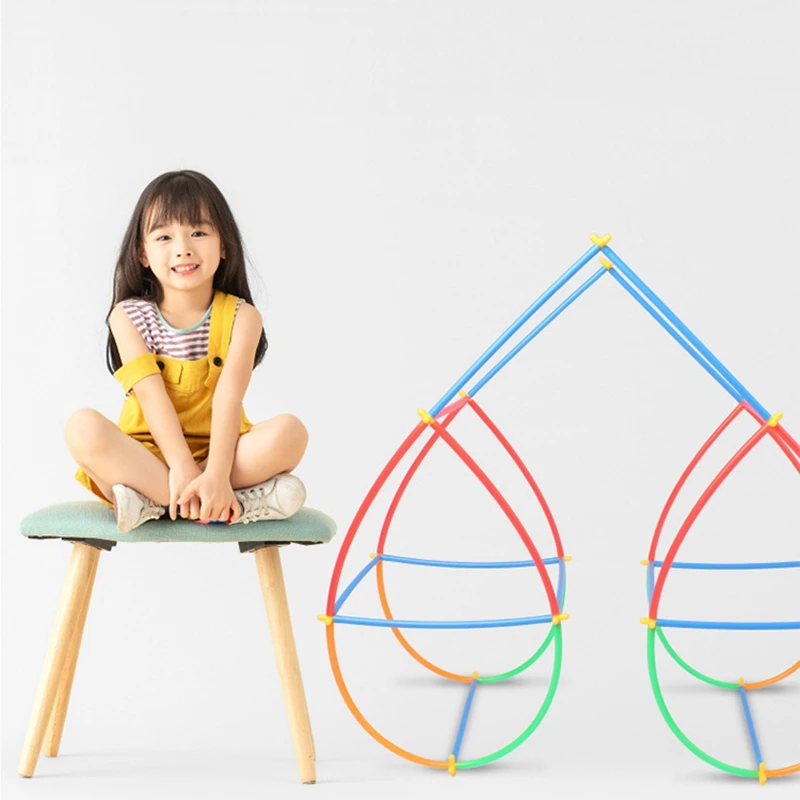 

600Pc Straw and Connector STEM Building Straws Kids DIY Toy Interlocking Educational Construction Engineering Play Set