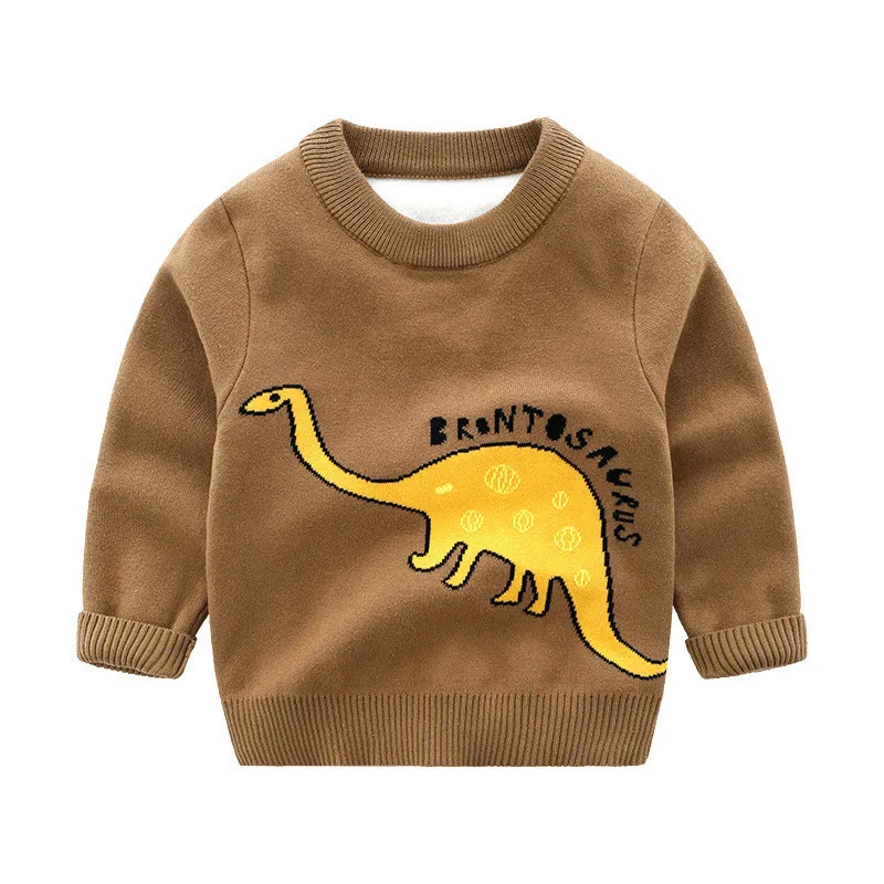 

Autumn Winter Boys Sweater Cartoon Dinosaur Print Knitted Sweaters For Boys Kids Jackets Toddler Baby Clothing 2 3 4 5 6 Years