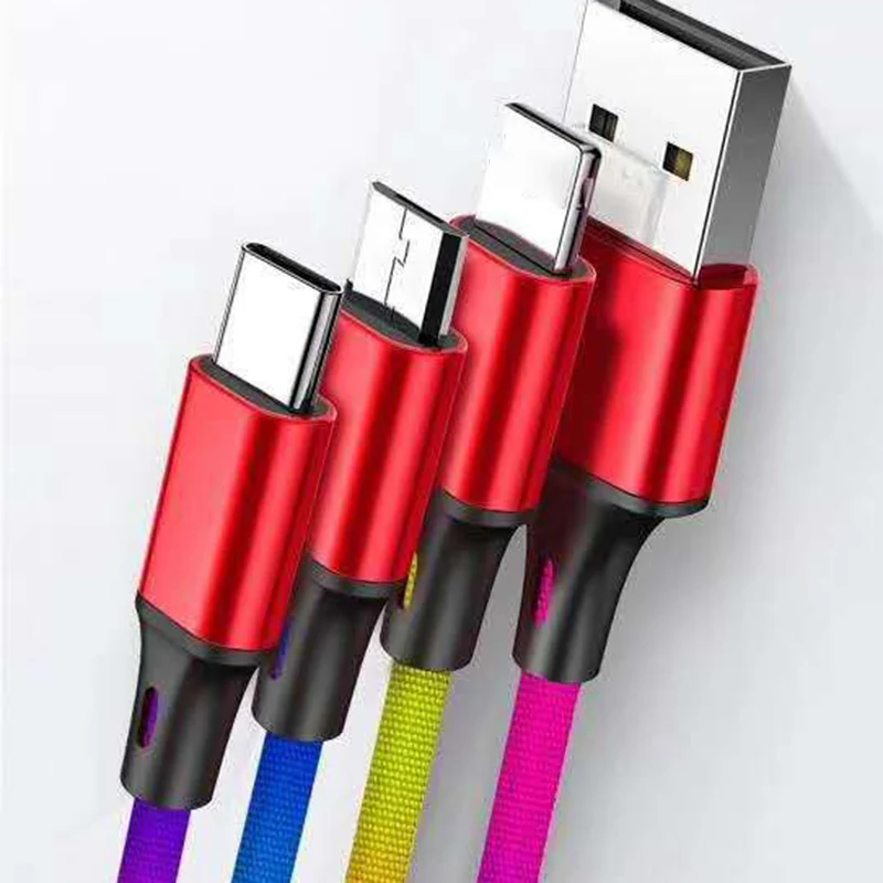 3 в 1 Colorfu USB Type C кабель для Samsung S9 Plus Быстрая зарядка Huawei P30 P40 Xiaomi Redmi Note9