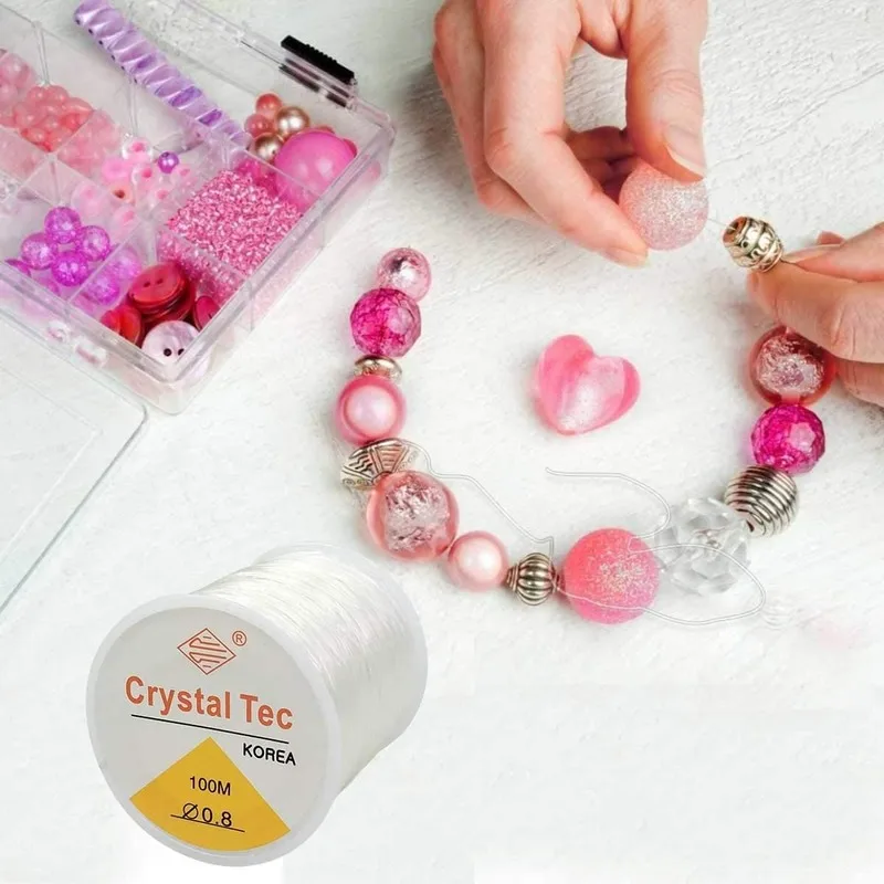 1 рулон 100 м прозрачный эластичный шнур с кристаллами веревка для бисероплетения