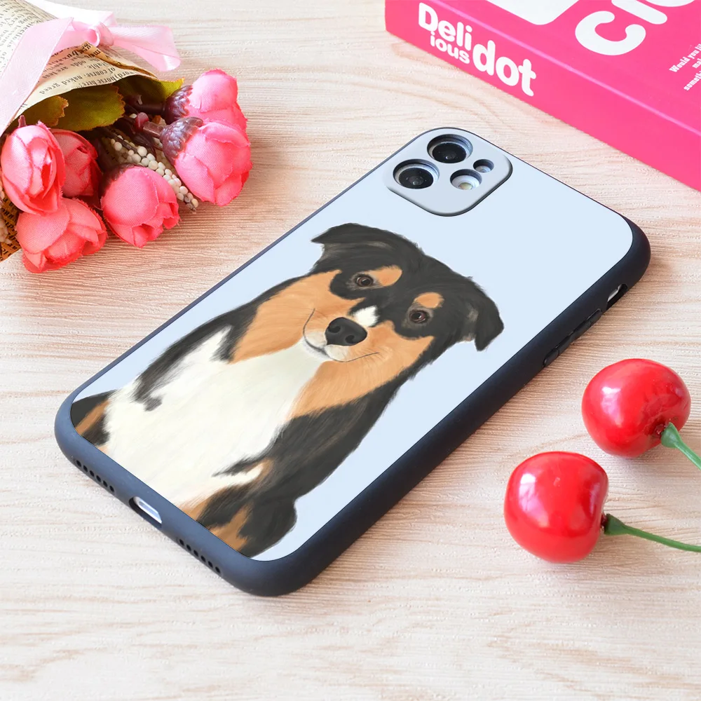 

For iPhone Australian Shepherd Tri Colored Print Soft Matt Apple Case