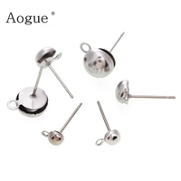 20pcslot surgical stainless steel 4 6mm round ball earrings stud post with loop fit women diy earring jewelry making craft