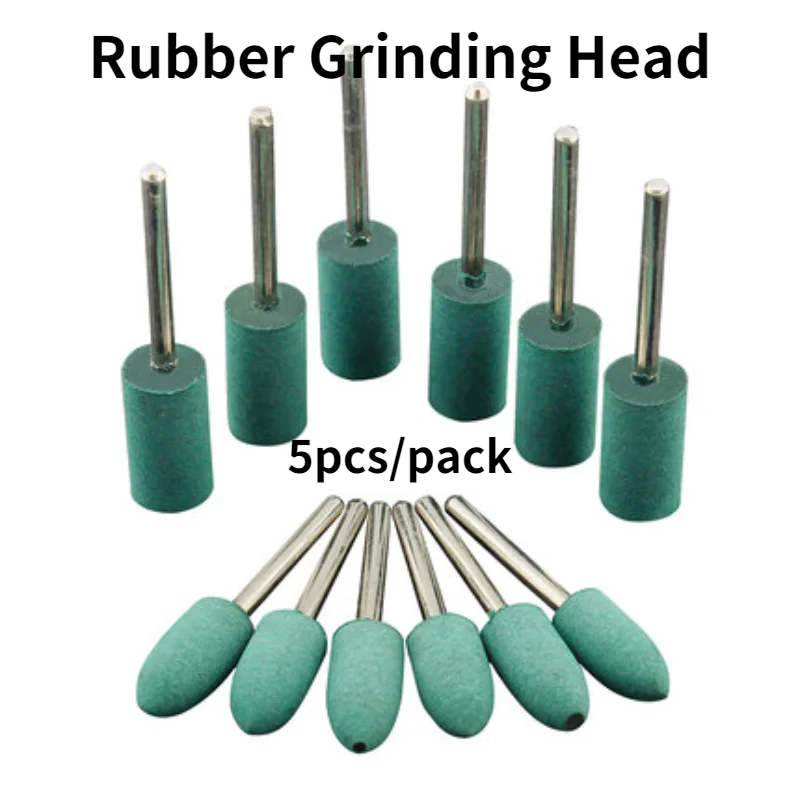 

5Pcs Rubber Polishing Grinding Head Cylindrical Cone Type / Metal Jade Agate Mold Polishing Rubber Grinding Head