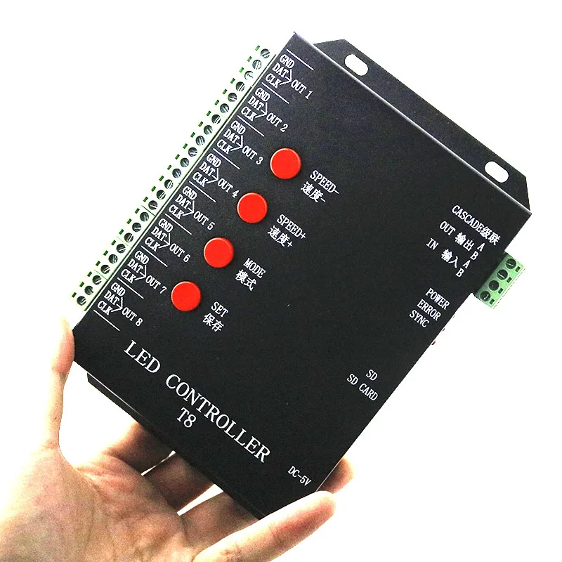Светодиодный RGB контроллер T8 sd карта пикселей 8 каналов для WS2801 WS2812B WS2811 LPD6803