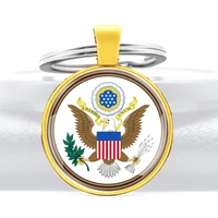 great seal of the united states glass cabochon metal pendant classic men women key chain key ring accessories keychains gifts