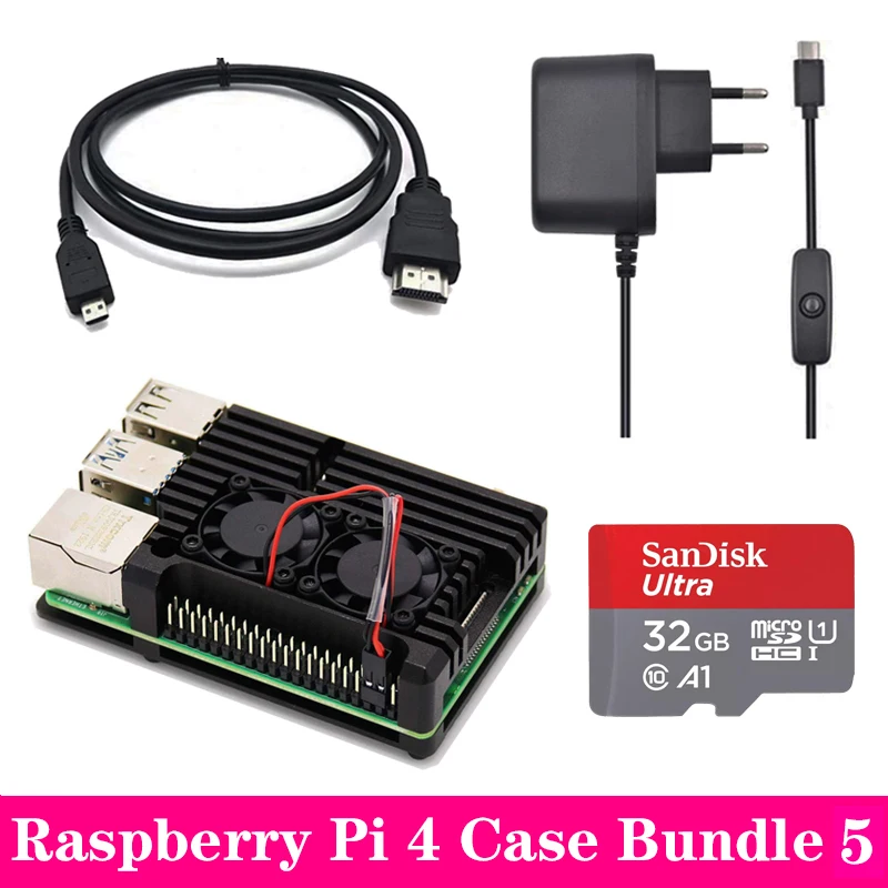 Raspberry Pi 4 алюминиевый корпус защитный сплав корпус коробка охлаждающая пластина корпус с адаптером питания для Raspberry Pi 4B Pi4