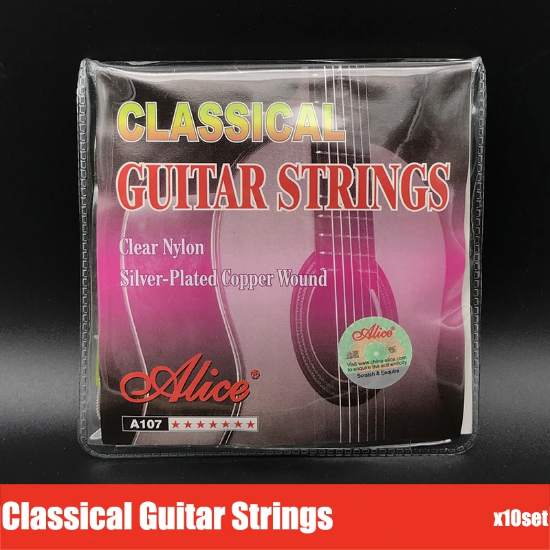 

10 комплектов Alice A107 прозрачная нейлоновая Классическая гитарная струна с посеребренным медным сплавом обмотанные Струны для классической ...