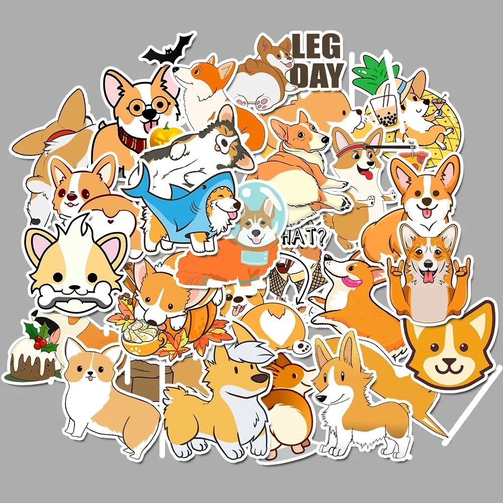 50pcs Cute Husky Corgi Pet Dog Graffiti Stickers For Chidren Toy Waterproof Sticker to DIY Suitcase Laptop Bicycle Car Decals