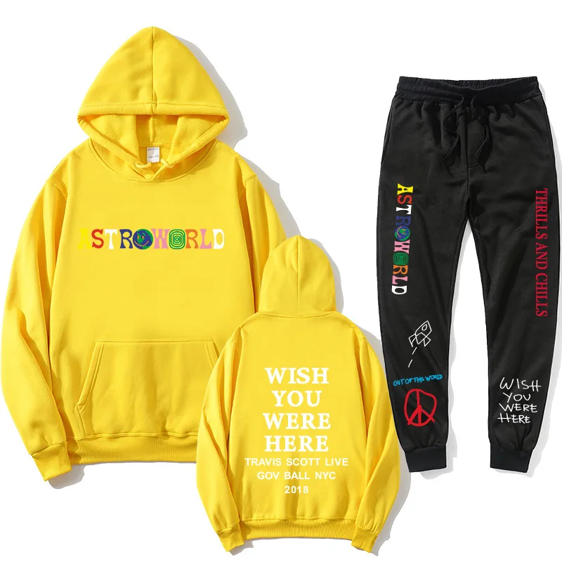 

Travis Scotts ASTROWORLD Hoodie + Jogging Men's Suit Letter Print Women's Swags Hope you are here to add the Hoodie