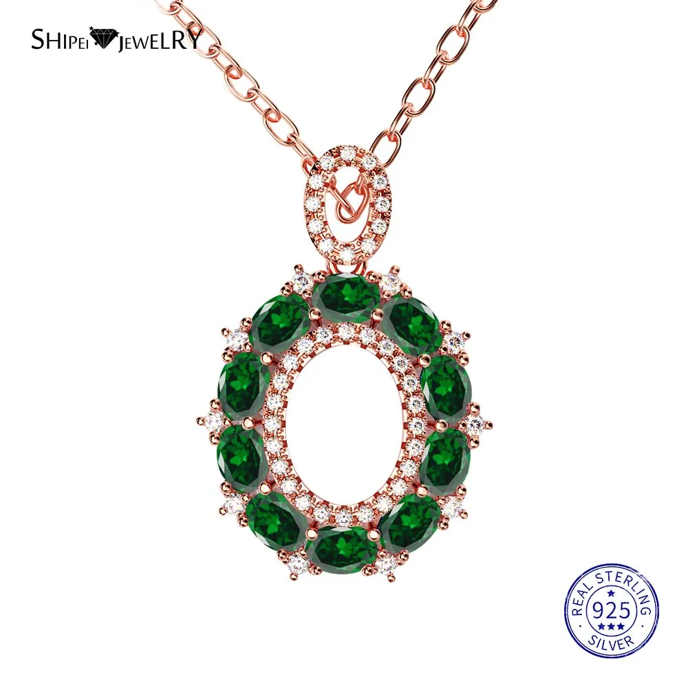 RoseGold-Green Shipei стерлингового серебра 925 пробы ювелирные изделия Желтое золото розовая, золотая, овальная Сапфировая подвеска ожерелье для женщин Подарок на годовщину - Цвет камня: RoseGold-Green
