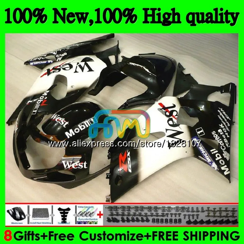 

Корпус K1 для SUZUKI GSXR-750 GSXR600 01 02 03 35B. 41 GSXR 750 600 01-03 CC GSX-R600 GSXR750 2001 2002 2003 обтекатель Black west