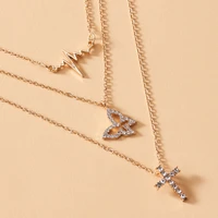 2020 new fashion ladies jewelry gift gold rhinestone evil eye heart egc star moon wings butterfly layer necklaces for women