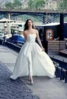 2021 г., комбинезон для сердечек, свадебное платье с открытыми плечами, а-силуэт, свадебные платья, индивидуальный пошив, женское пляжное свадебное платье
