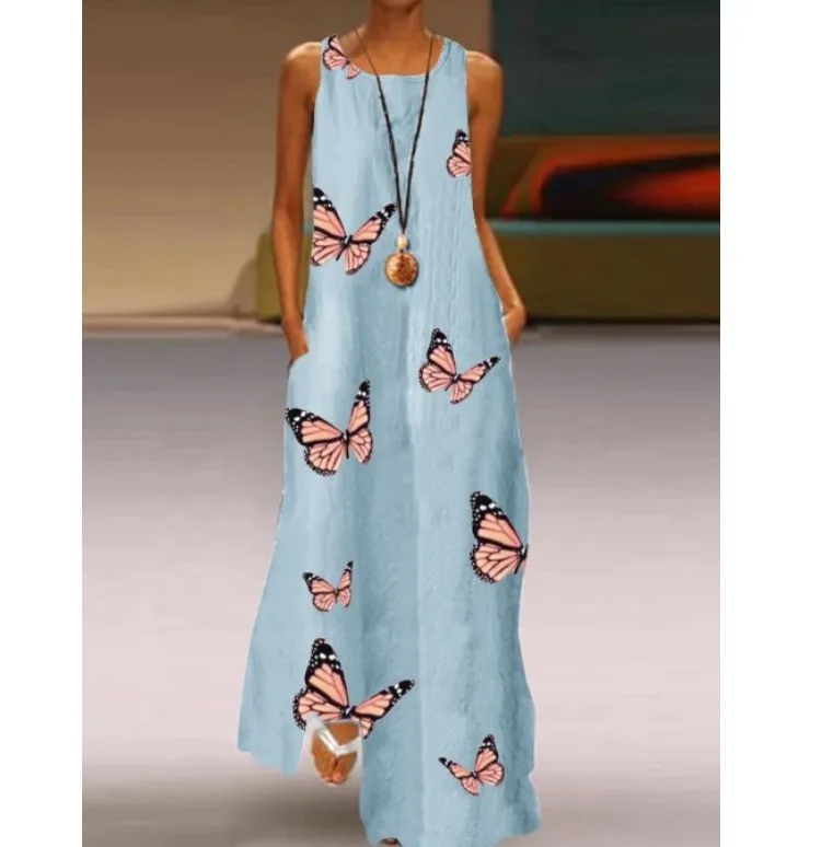 

Hot Sales 2020 Summer New Women's Butterfly Flower Print Fashion Sexy Dress