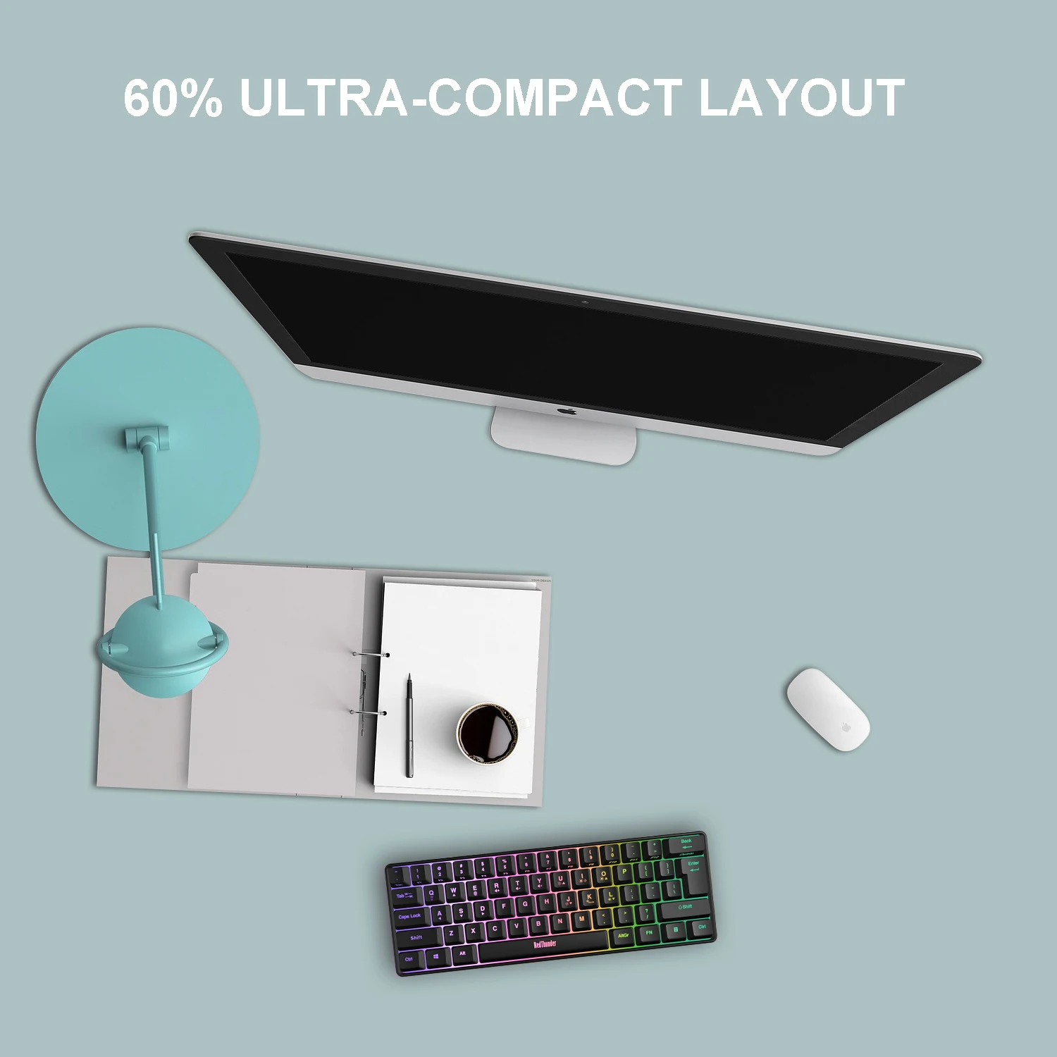 redthunder rechargeable 60 wireless bluebooth gaming keyboard rgb backlit ultra compact mini keyboard for pc mac ps4 gamer free global shipping