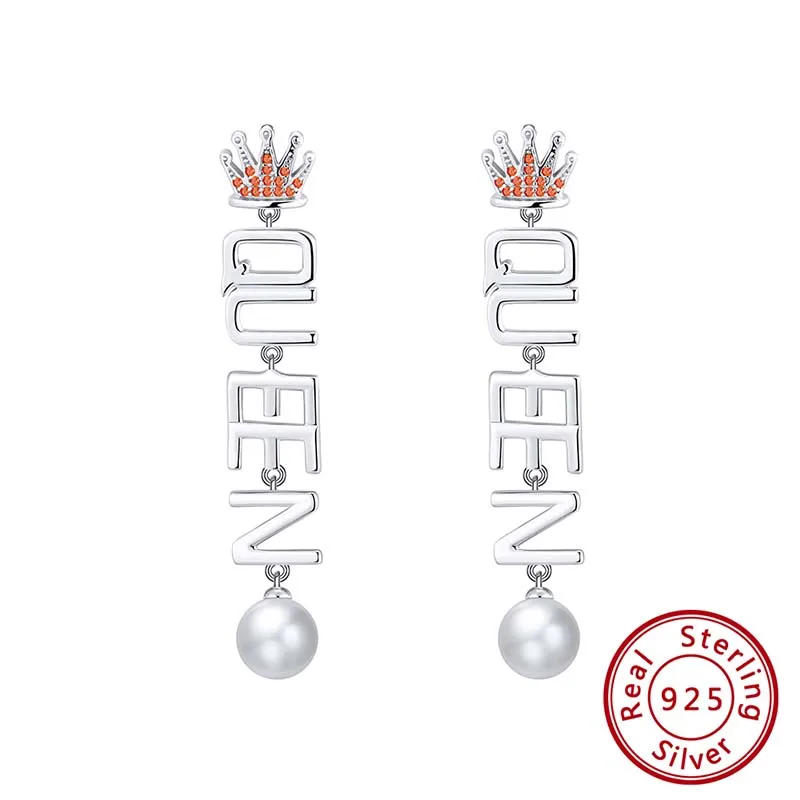 SE139 ORSA JEWELS Подлинная женская шахматы висячие серьги буква стерлингового серебра стиль женщин имитация жемчуга серьги Элегантные ювелирные изделия SE139 - Цвет камня: SE139