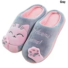 Симпатичные домашние тапочки с принтом кошек и животных, Короткие Плюшевые Теплые мягкие хлопковые женские тапочки, закрытая обувь для пола, большие размеры 45