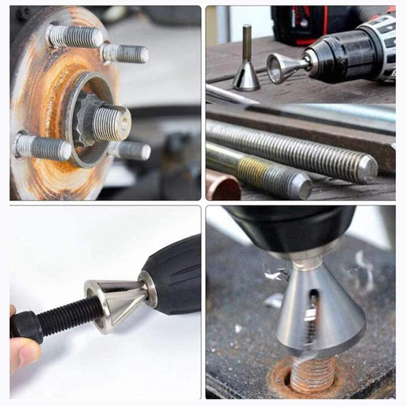 

External Chamfer Tool Stainless Steel Remove Burr Tools, 90 Degree Center Punch Tool Sets for Wood Quick Change Bit