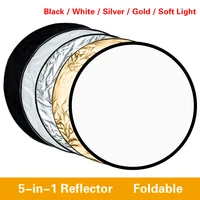 80cm 5 in 1 portable collapsible golden silver reflectors round photography light reflector handheld photo studio disc diffuser