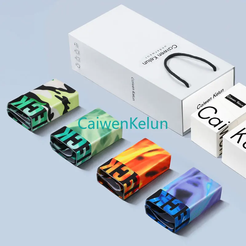 New 4-piece Gift Box Men's Boxer Briefs, Real Ice Silk Summer Thin Section, Breathable Trendy Personality Boxer Briefs