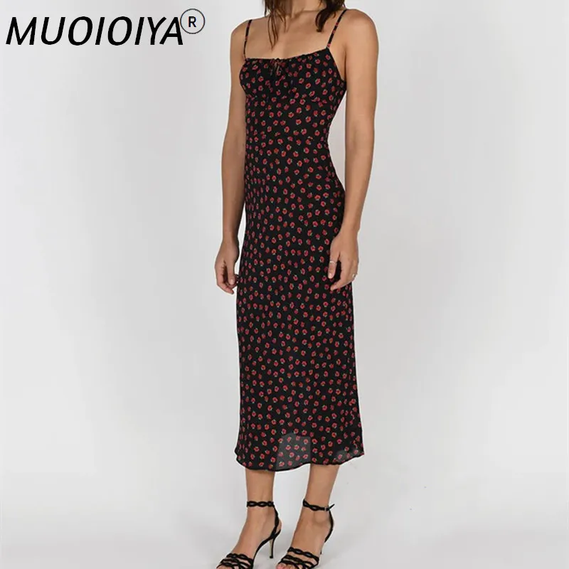 

Женское шелковое платье на бретельках, облегающее платье миди без рукавов с квадратным вырезом и принтом роз, платье на бретельках-спагетти...